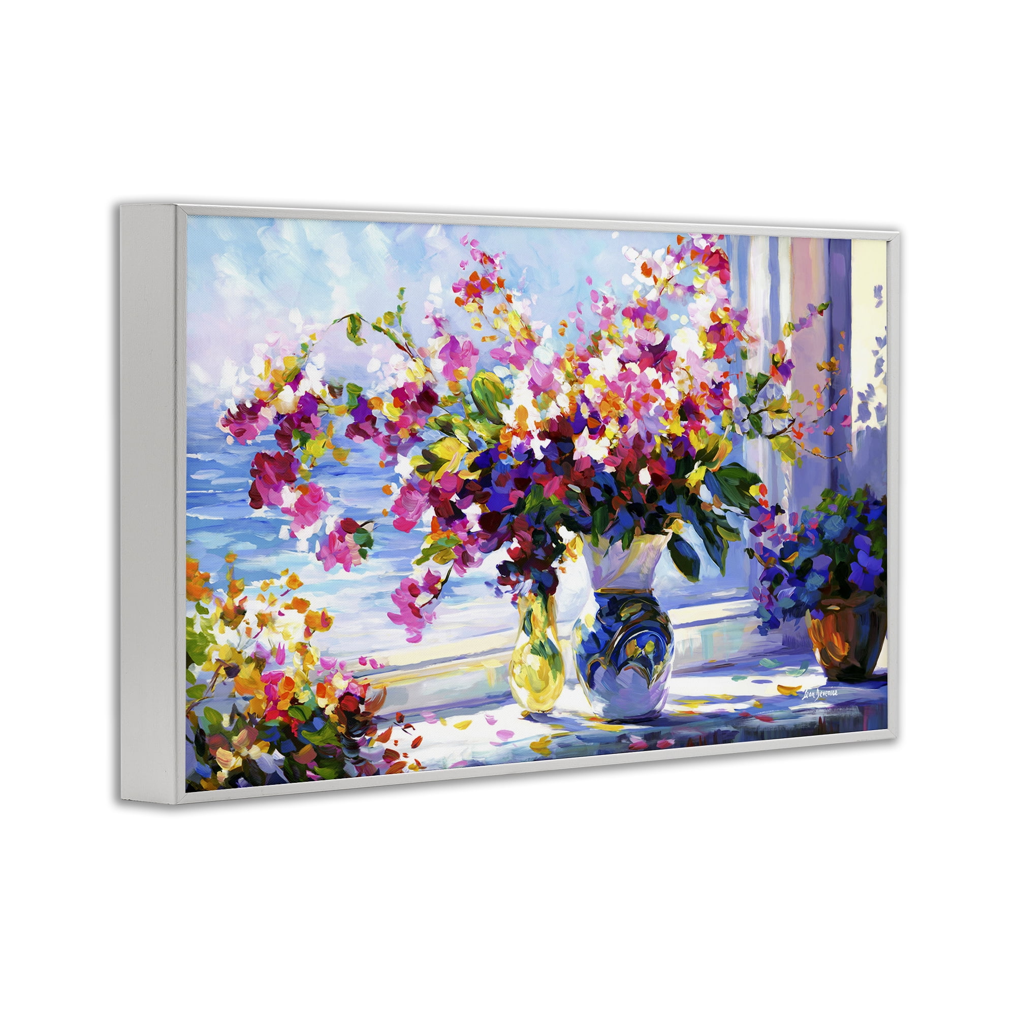 Stupell Industries Morning Sun Blooms Botanical & Floral Painting White Framed Art Print Wall Art, 18 x 12