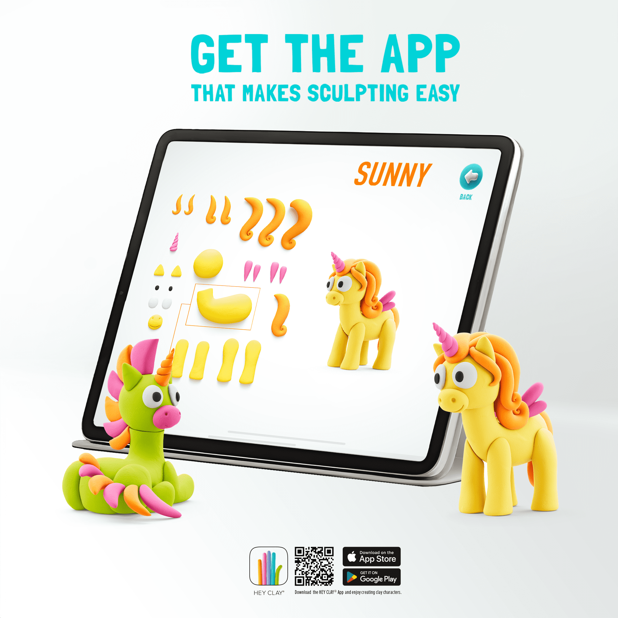 Hey Clay Rainbow Unicorns, Air Dry Clay Kit with Interactive App for Kids & Tweens