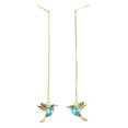 thumbnail image 4 of Pendientes largos con borlas Yashi Diseño de colibrí con diamantes de imitación, 4 of 4