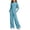 Blue, variant on QTBIUQ Girls Two-Piece Fall Set Long-Sleeve Fitted Crop Top and Elastic Waist Wide-Leg Pants Casual Outfit Set