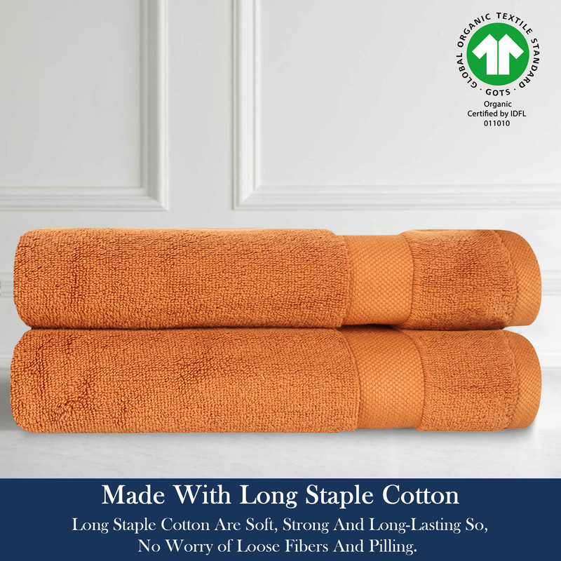 Delara Organic Cotton Luxuriously Plush Hand Towel Pack of 2, GOTS & OEKO-TEX Certified, Premium Feather Touch Technology Towels, 650 GSM Long Staple, Ultra-Absorbent