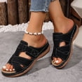 thumbnail image 3 of Gladiator Sandals for Women Summer Beach Vacation Walking Fisherman Slides Boho Hollow out Slip on Orthopedic Shoes Black Size 8, 3 of 7