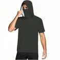 thumbnail image 5 of Fanxing Men Cooling Sun Shirts with Mask Big and Tall Rash Guards Short Sleeve Hoodies Sun Protection Face Cover Dark Gray,S, 5 of 9