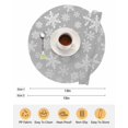 thumbnail image 6 of 13 Inch Round Placemats Set of 4, Grey White Snowflake Christmas Non Slip Heat Insulation PP Table Mats, Winter Xmas Snowflakes Washable Place Mats for Kitchen Dining Party Table Decor, 6 of 7