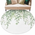 thumbnail image 2 of Round Area Rug 5 Ft, Eucalyptus Leaves Washable Non-Slip Circle Carpet for Living Room/Bedroom, Green Summer Botanical Weeping Low-Profile Runner Mats Collection Rugs for Indoor, 2 of 7