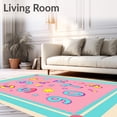 thumbnail image 2 of ODIKA 2'x3' Machine Washable Non-Slip Area Rug, Joyful Classroom Literacy Development Instructional Flooring High Traffic Rug with Pad, Pink, 688249, 2 of 8