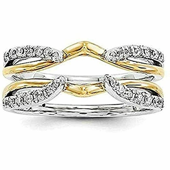 1Ct Round Cut Lab Created Diamond 14K White Gold Plated Valentine Enhancer Wrap Ring Guard 925 Silver