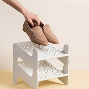 pstuiky Stackable Foldable Shoe Rack 3-Tier Storage Organizer for Sneakers & Shoes Non-Perforated Design, Light Blue/Yellow/White