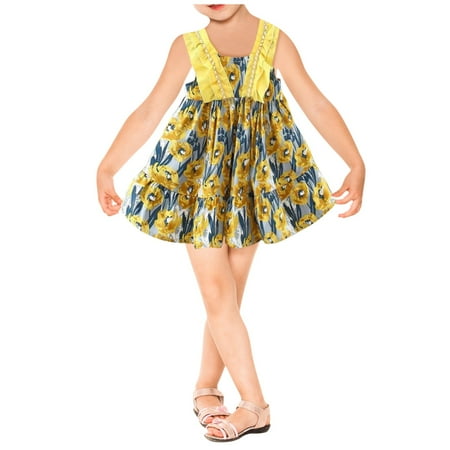 

Apepal Summer Girls Cute Sleeveless Sling RainPrint Dress Children s Skirt