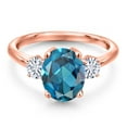 thumbnail image 3 of Gem Stone King 18K Rose Gold Plated Silver Ring Topaz Moissanite (3.46 Cttw), 3 of 7