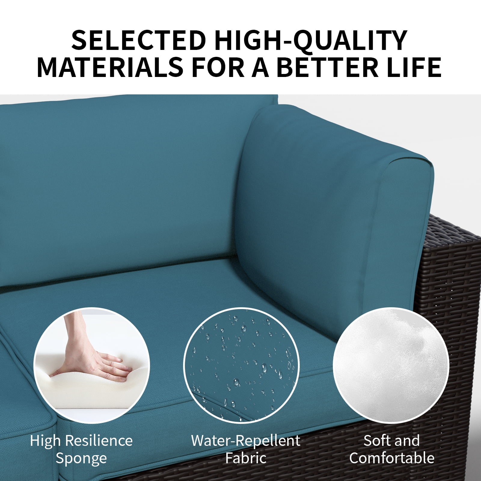SHGJ&SOFT 7 Piece Patio Furniture Set, Wicker Outdoor Sectional Sofa with Washable Cushion Covers and Tempered Glass Table, Rattan Conversation Set for Poolside, Lawn, Balcony