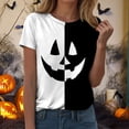 thumbnail image 4 of Landzoo Halloween Women'S Shirts Colorblock Short Sleeve Round Neck T-Shirt Party Loose Fit Women Tops Size L White, 4 of 7