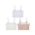 thumbnail image 5 of YUUMIN 3Pcs/Set Kids Girls Ribbed Bra Vest Spaghetti Straps Crop Top Solid Color Camisole Underwear White&Orange&Light Purple L, 5 of 9