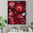 thumbnail image 4 of Red Floral Bird Botanical Folk Art Canvas Print Wall Art for Living Room Bedroom Dining Room Office Gallery Wall Decor, 4 of 8