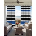 thumbnail image 4 of Navy Blue Black Stripe Blackout Curtains, Light Blocking Print Window Curtains, Modern Abstract Coarse Striped Thermal Insulated Window Drapes for Living Room Kitchen Cafe 2 Panels, 55"W x 39"L, 4 of 9