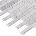 thumbnail image 4 of Modket TDH476NS White Calacatta Marble Stone Textured Blended Linear Mosaic Tile Wall Backsplash, 4 of 5