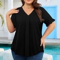 thumbnail image 5 of Wlynlyn Plus Size Tops for Women Dressy Casual Blouses Ruffle Short Sleeve V Neck Tunic Tops(XX-Large), 5 of 7