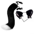 thumbnail image 1 of Conjunto de orejas y cola de gato, accesorios para disfraces de cosplay, carnaval y escenario. Negro, 1 of 8