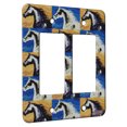 thumbnail image 1 of KuzmarK™ 2 Gang Rocker Wall Plate - Arabian in Blue Abstract Horse Pattern Art by Denise Every, 1 of 1