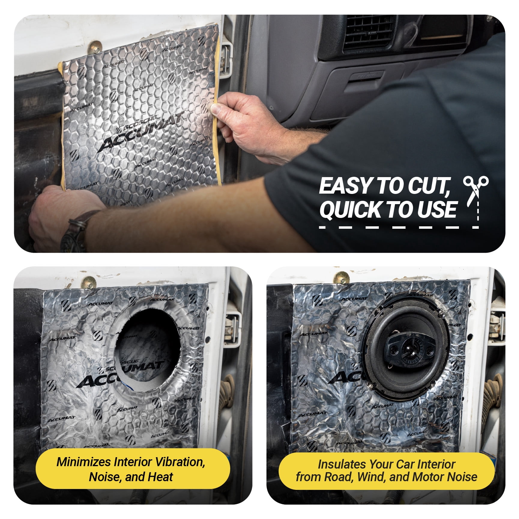 Scosche Accumat Sound Deadening Kit 2 Door High Density Flex Noise Reduction Adhesive Sheets AMT12X2