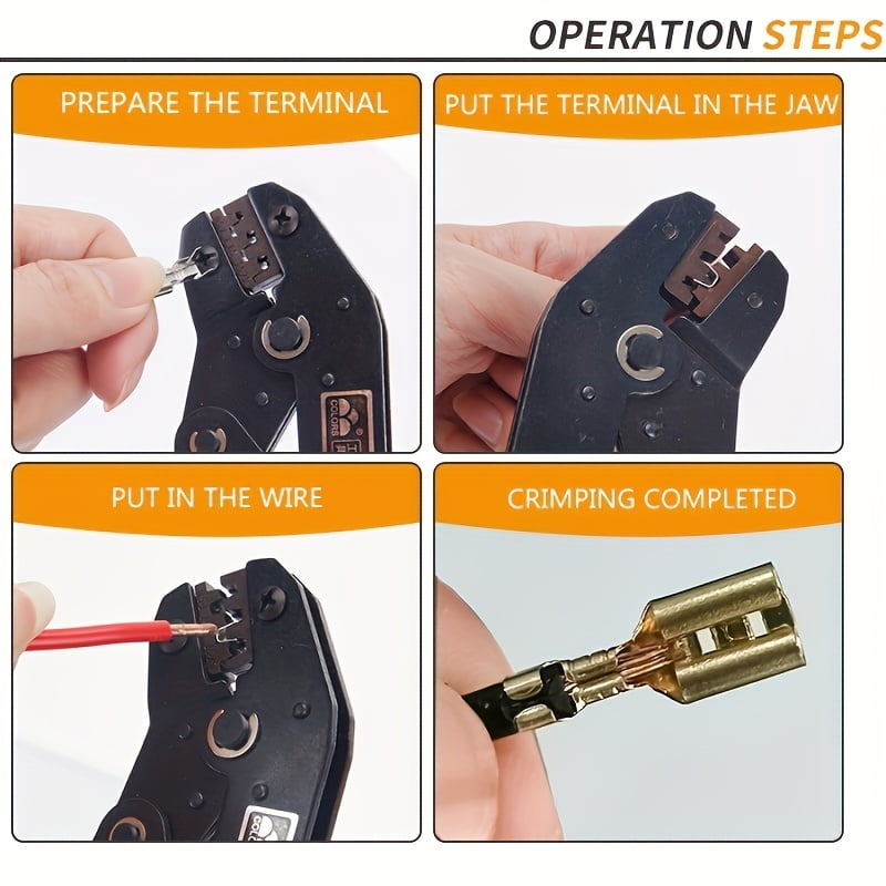 SN-48B Crimping Tool Set, Includes 135/270/600 Pcs 2.8/4.8/6.3mm Crimp Terminals, Insulated Sealed Cable Connector Crimping Pliers Set