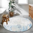 thumbnail image 4 of Retro Oceans Round Living Room Rugs 4 ft, Watercolor Blue Beige Jellyfish Seahorses Seaweed Washable Area Rug with Non-Slip Sturdy Edge Binding Round Carpet for Entryway Kitchen Bedroom Bathroom, 4 of 9