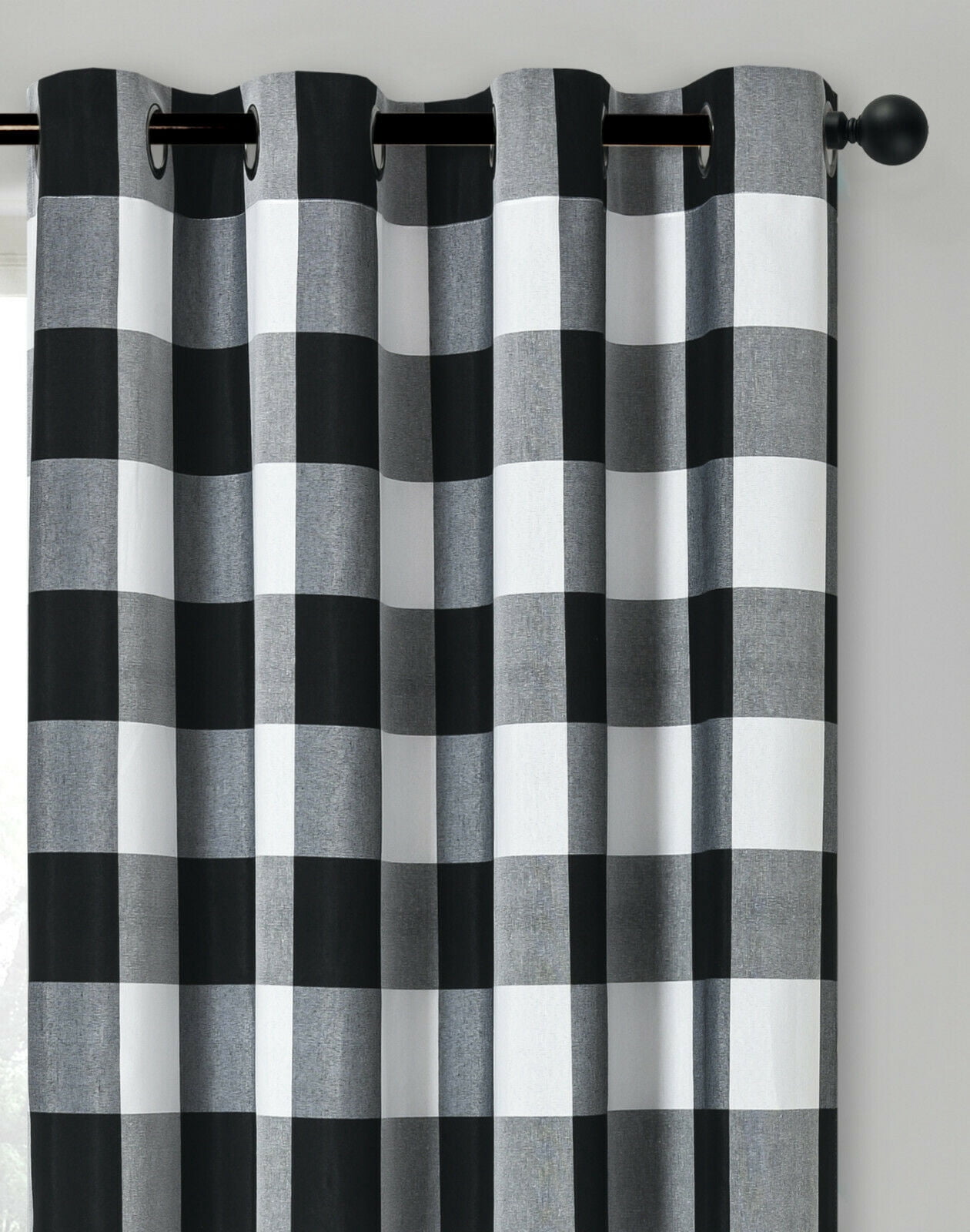 Country Lodge Farmhouse Buffalo Plaid Checkered Grommet Top Curtains - Assorted Colors