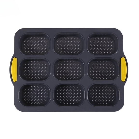 ROSOZ 2-Pack Silicone 9-Cavity Mini Baguette Pan, Non-Stick Baking Mold for French Bread, Cake & DIY Breads
