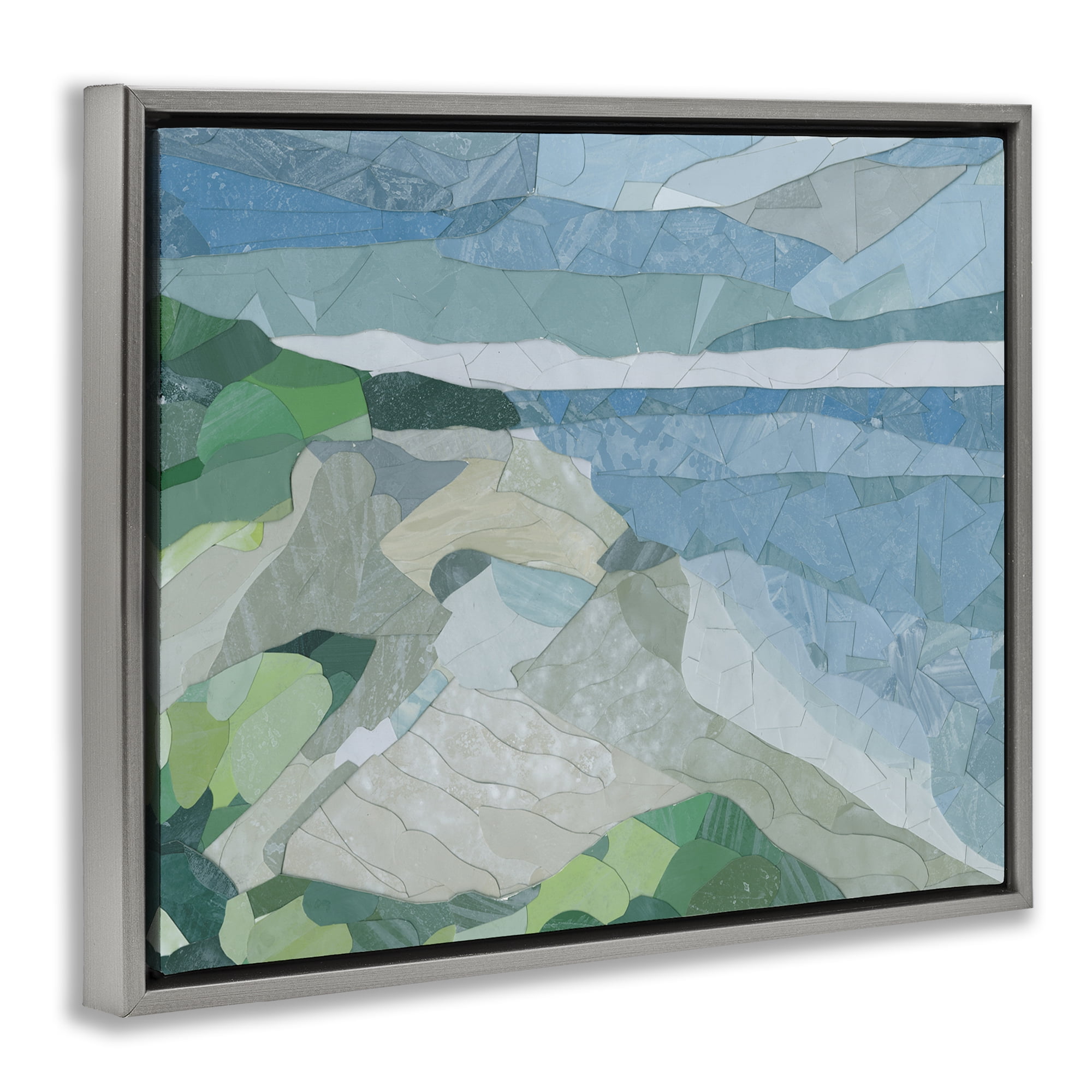 Stupell Industries Ocean Overlook Abstraction Landscape & Nature Painting Gray Floater Framed Canvas Art Print Wall Art, 21 x 17