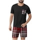 thumbnail image 1 of Mangas de Mano para Hombres Plaid Casual Home Sleepwear Manga Corta Cuello Redondo Top Y Pantalones Cortos Set, Algodón Poliéster Sala de Desgaste, 1 of 6