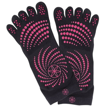 Gaiam All Grip Yoga Socks - Black with Pink Dots - Small/Medium