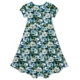 thumbnail image 2 of Millie Loves Lily Girls Teal Floral Hi-Low Midi Dress, Big Girls Size 8, 2 of 4