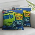 thumbnail image 3 of Green Garbage Truck Blue Throw Pillow Covers Cartoon Trash Truck Pillow Covers for Home Sofa Bed Couch Boys Green Vehicle Car Cushion Covers Garbage Truck Pillowcases, 3 of 7
