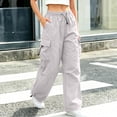 thumbnail image 4 of Bovemsi Flowy Pants for Women Fashion Outfits Clothes Silver Wide Leg Lightweight Cargo Jogger Trousers With Pockets, Elastic Waist Hiking Pants XL, 4 of 4