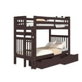thumbnail image 4 of Bedz King Tall Bunk Beds Twin over Twin Mission Style with End Ladder and 2 Under Bed Drawers, Dark Cherry, 4 of 9