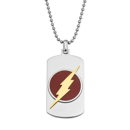 DC Comics The Flash Men's Stainless Steel Logo Pendant, 22"