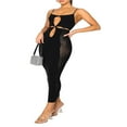 thumbnail image 3 of Femmes Spaghetti Sangle Bodycon Midi Robe Creux sur Solide Partie Robe Sling Club Beachwear, 3 of 6