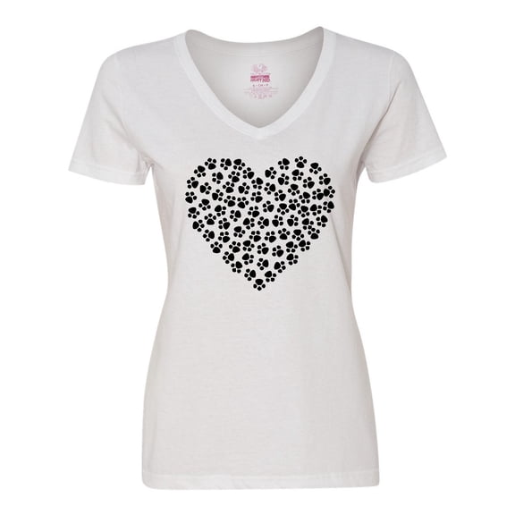 Inktastic Dog Paws, Puppy Paws, Animal Paws, Heart, Pet Women's V-Neck T-Shirt