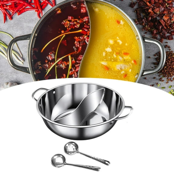Fancyes Hot Pot with Divider Two Aroma Soup -pot Stainless Steel Chinese Double -sided Pot Set for The Restaurant of The Restaurant Family 36cm