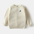 thumbnail image 2 of WEIYLL Sweaters for Boys Trendy Knit Warm Crewneck Embroidered Pullover Soft Yarn Casual for Toddler Beige Fall Clothing (3-4 Years), 2 of 3