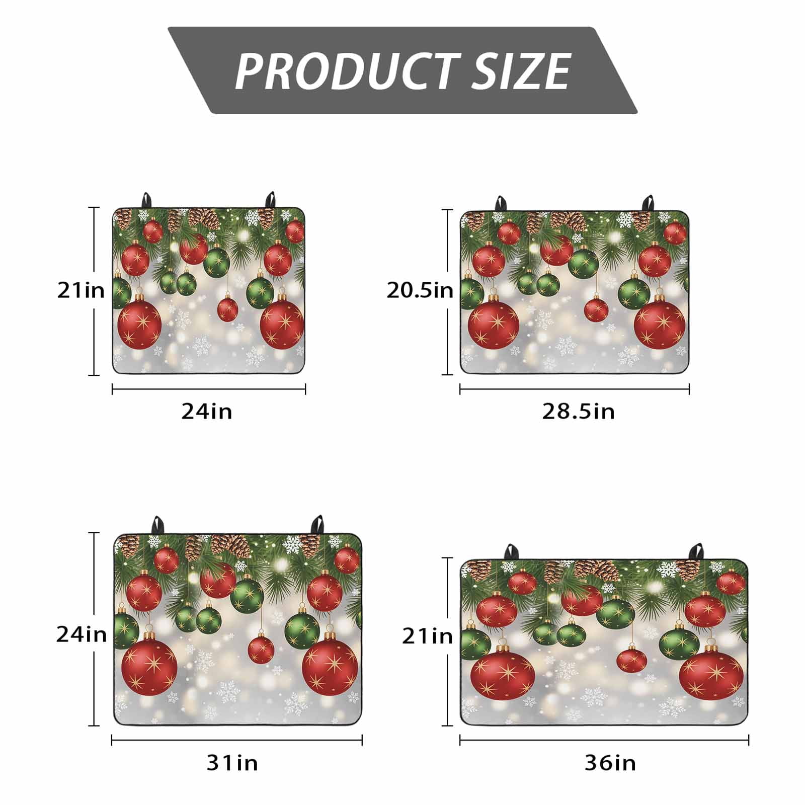 Red Green Balls Christmas Stove Top Cover for Electric Stove, Heat-proof & Non Slip Glass Top Stove Cover Protector, Xmas Pine Needle Snowflake Kitchen Flat Cooktop Rubber Mat 24x21 Inches