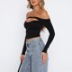 thumbnail image 5 of Haut Moulant Señoras Bodycon Top Slim Fit Sexy Túnica Top Hollow Out Navel Exposed Daily Outfit Ygjytge Negro S para Mujer, 5 of 6