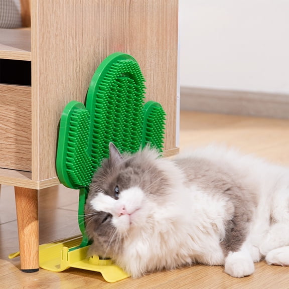Pet Scratcher and Massager,Corner suit Designs,Cat 2 in 1 Massage & Self Groomer,Green Cactus Shape Cat Scratching Brush with Catnip Ball Toys,For Cats To Relieve Boredom & Scratch Their Itch