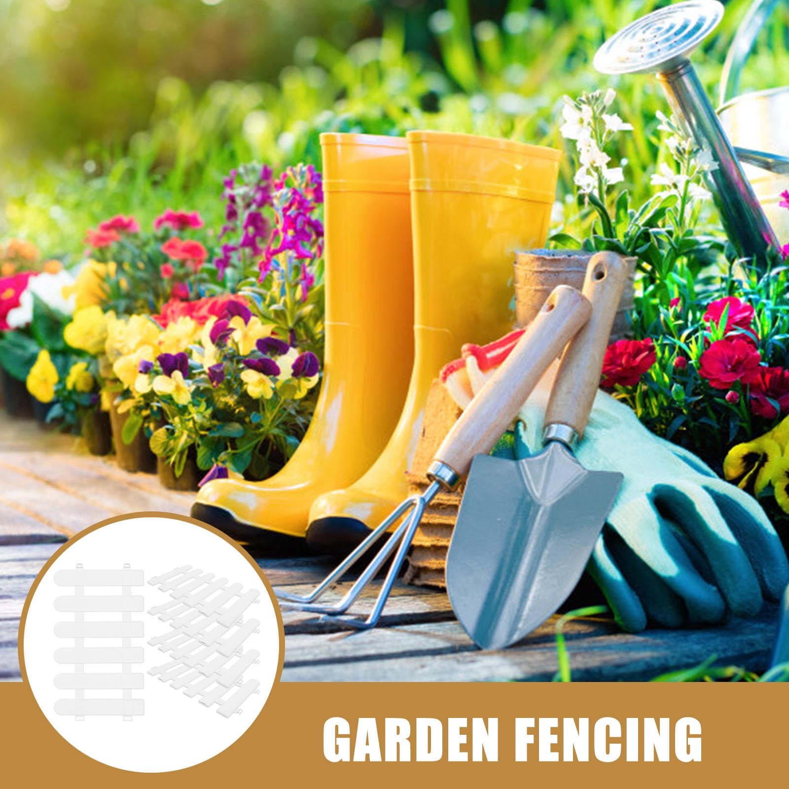 Clispeed White Garden Fence PVC Picket for Courtyard Restaurant Decoration 5Pcs