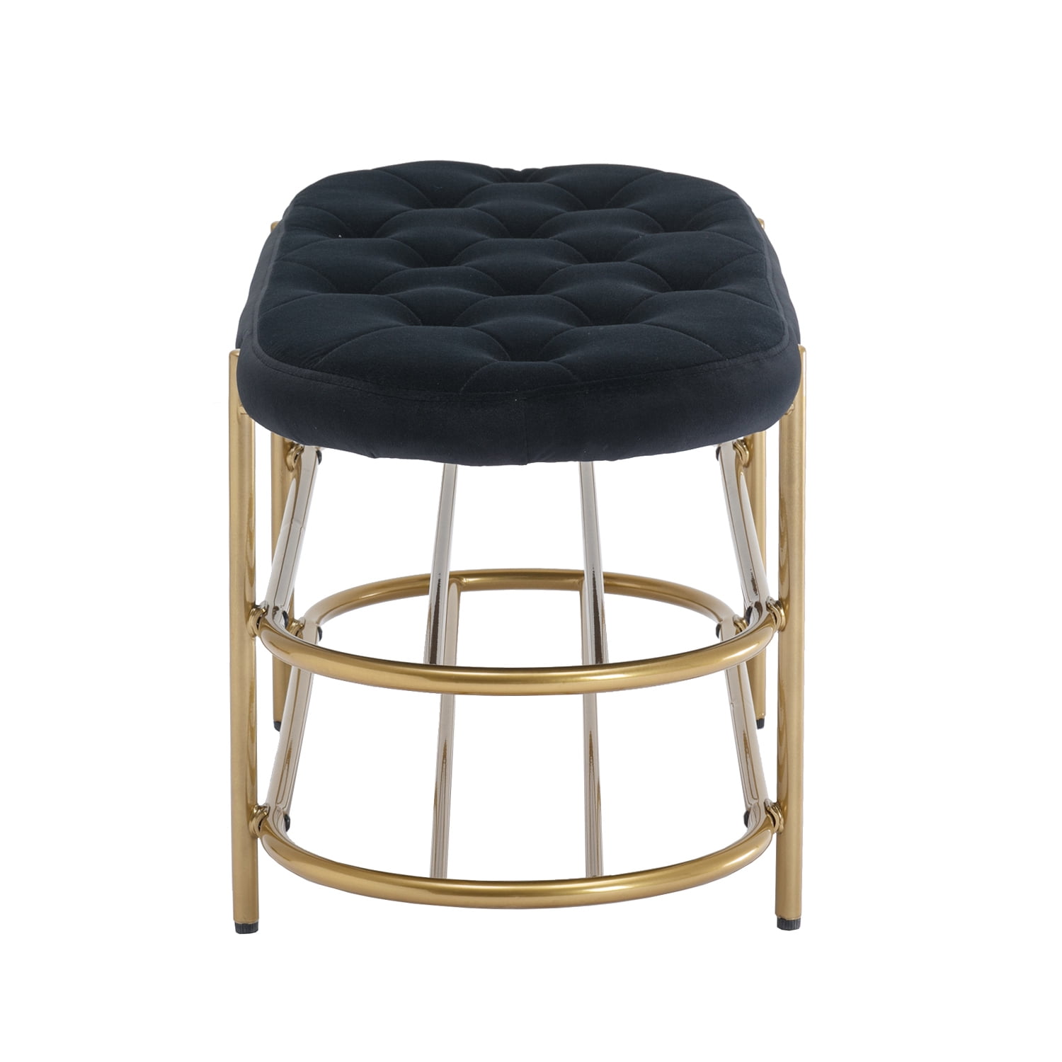 Kadyn Upholstered Velvet Beach, End of Bed Bench with 2 Shelf, Storage Beach for Living Room, Entrance, Black