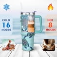 thumbnail image 4 of 40oz Cute Ocean Life Turtle Stainless Steel Flip Straw Tumbler Spill Proof Travel Cup Double Wall Vacuum Insulated Coffee Mug with Top Handle, 4 of 6