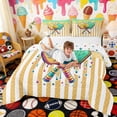 thumbnail image 3 of Erosebridal Pastel Pickleball Paddle Print Full Size Comforter Sets, Sweet Sports Bedding Sets for Kids Boys and Girls, Polka Dots Reversible 3pcs, 1 Comforter and 2 Pillowcases, 3 of 6