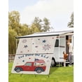 thumbnail image 4 of 4th of July RV Awning Sun Shade Screen 9'X7' American Flag Mesh Sunscreen Red Truck Stars Stripes Awning Shade Screen with Zipper UV Blocker Completed Kits Outdoor Canopy for RV Motorhome Camper, 4 of 7