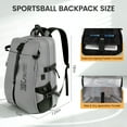 thumbnail image 5 of Soccer Bag 2-in-1 Sports & Travel Backpack with Ball and Laptop Compartments, Water-Resistant, for Basketball Volleyball Football, Grey, B00391, 5 of 10