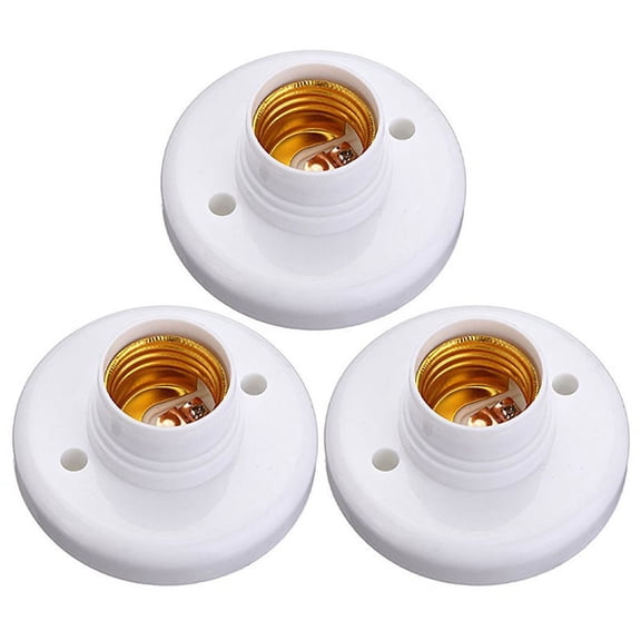 3X E27 Round Plastic Base Screw Light Bulb Lamp Socket Holder White